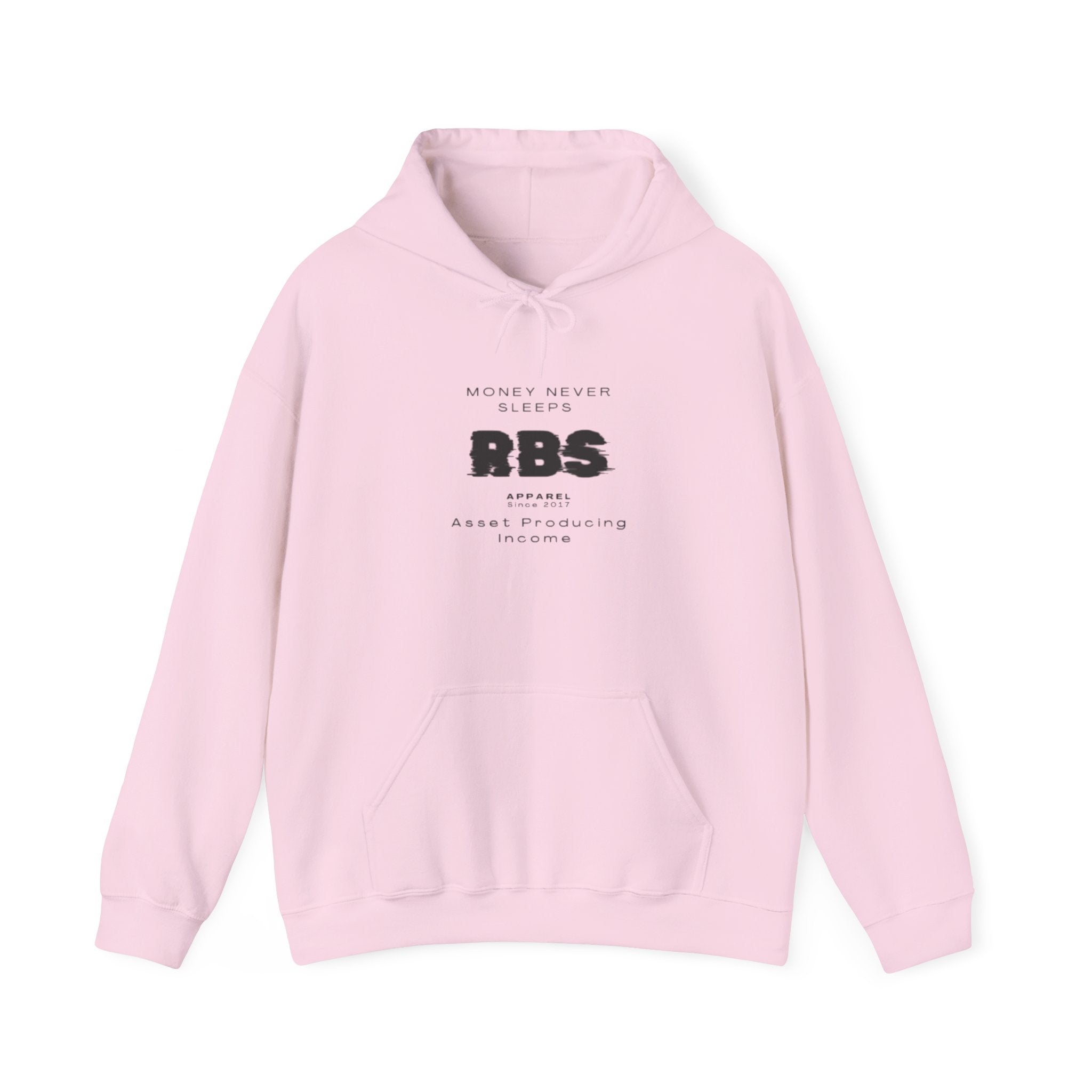 Motivational Hooded Sweatshirt - 'Money Never Sleeps' - Unisex Heavy Blend