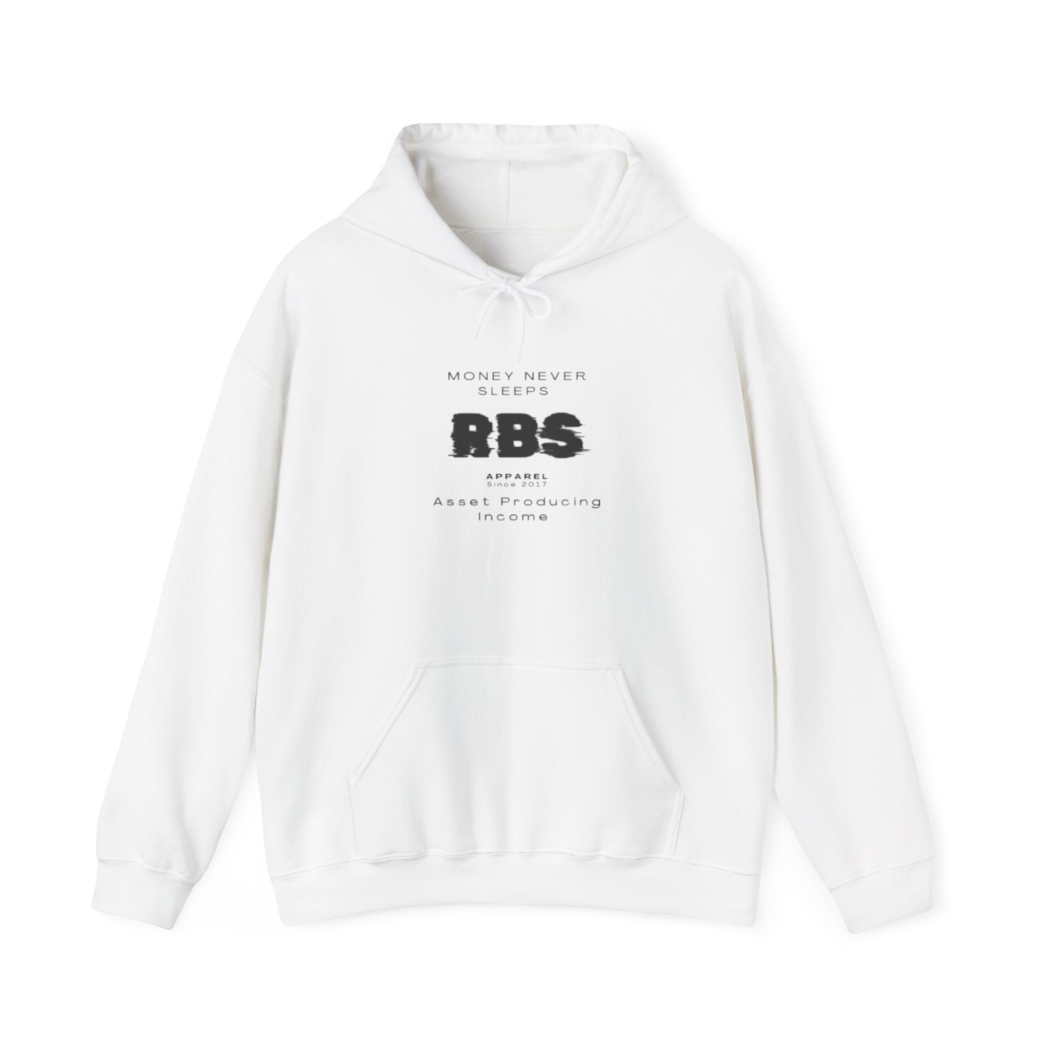 Motivational Hooded Sweatshirt - 'Money Never Sleeps' - Unisex Heavy Blend