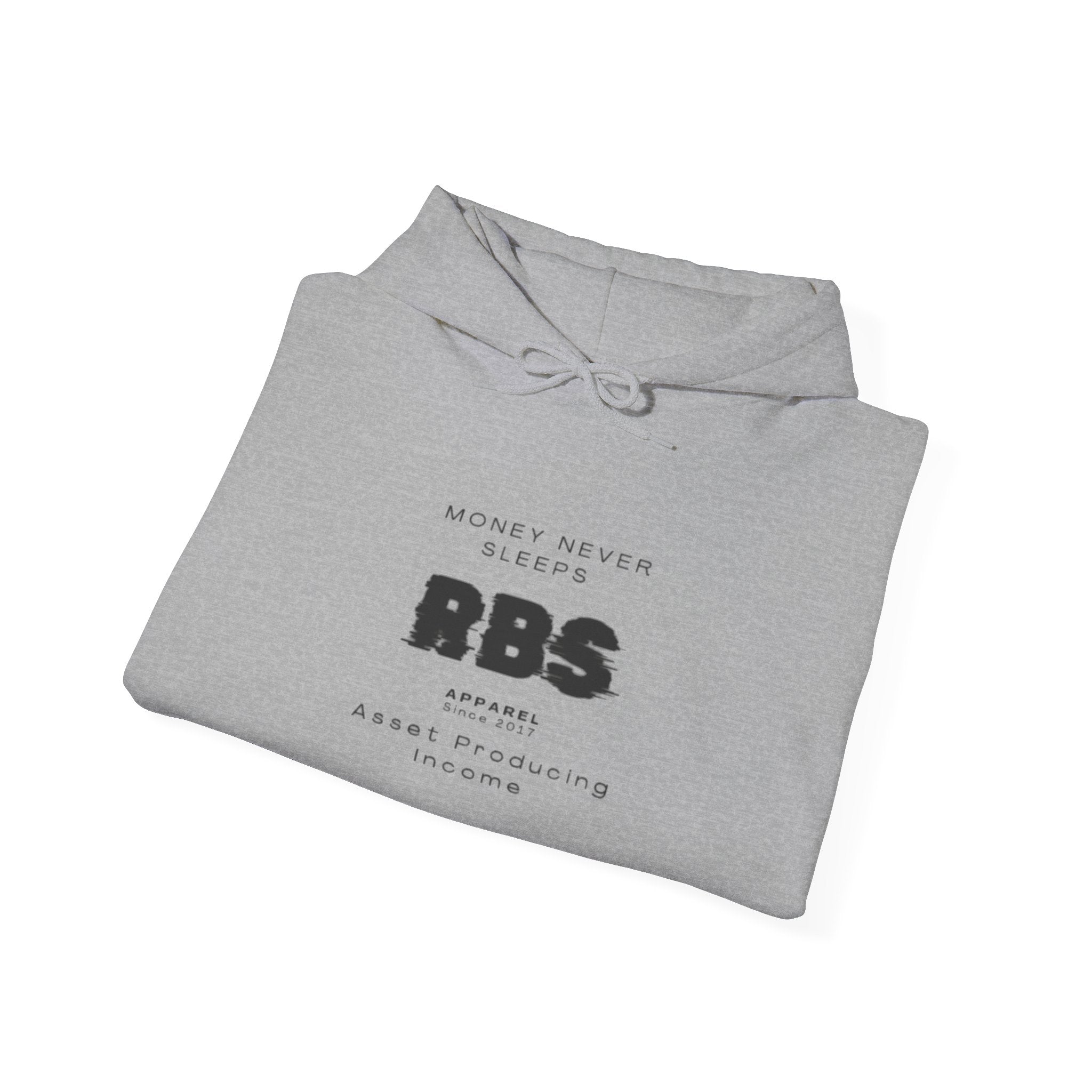 Motivational Hooded Sweatshirt - 'Money Never Sleeps' - Unisex Heavy Blend