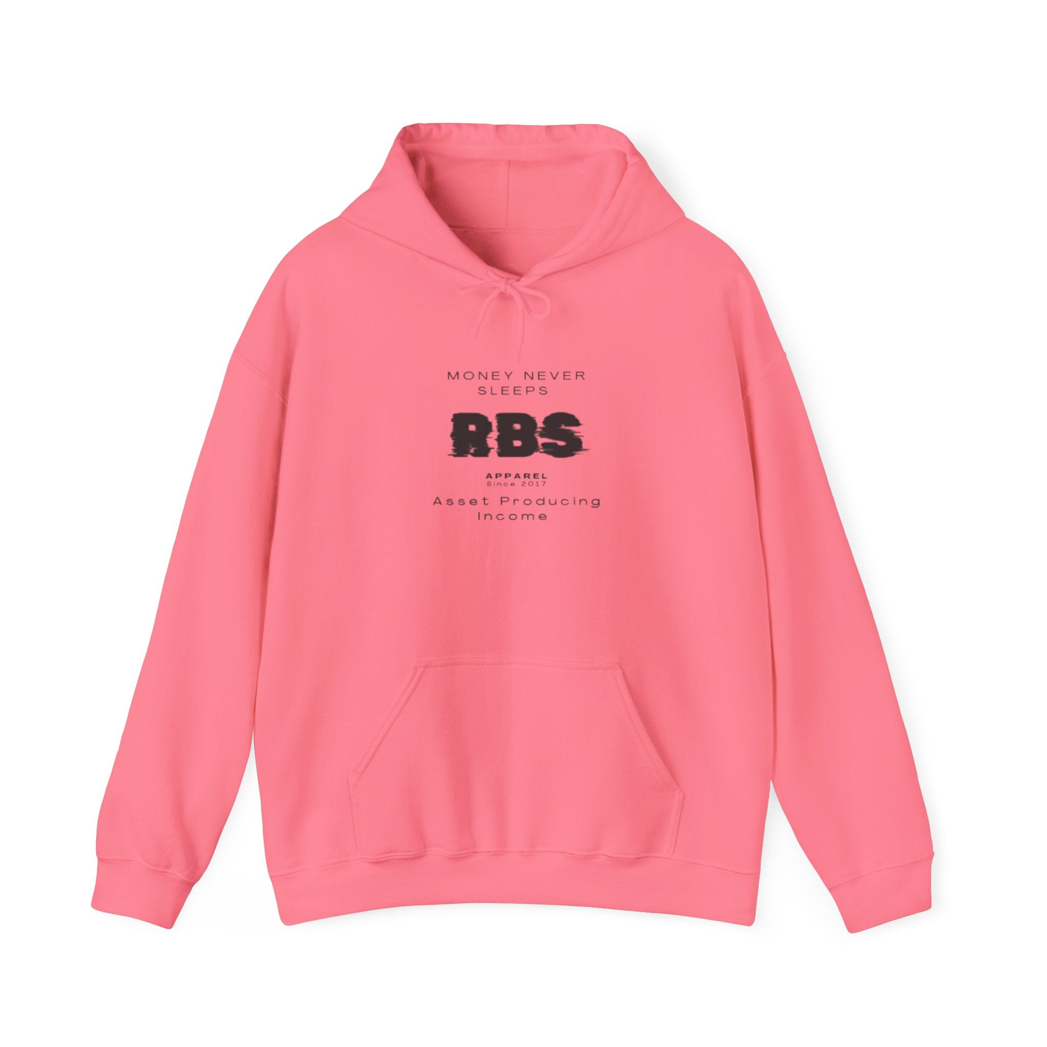 Motivational Hooded Sweatshirt - 'Money Never Sleeps' - Unisex Heavy Blend