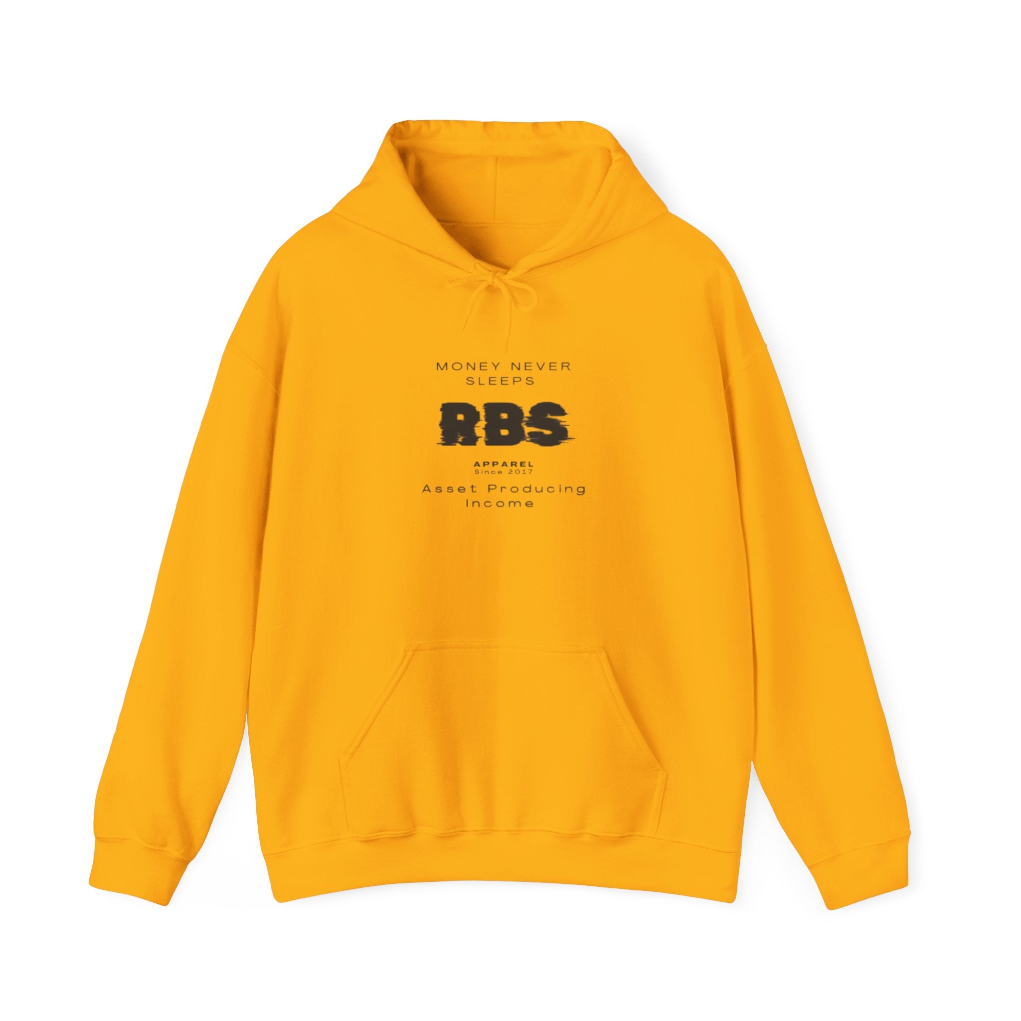 Motivational Hooded Sweatshirt - 'Money Never Sleeps' - Unisex Heavy Blend
