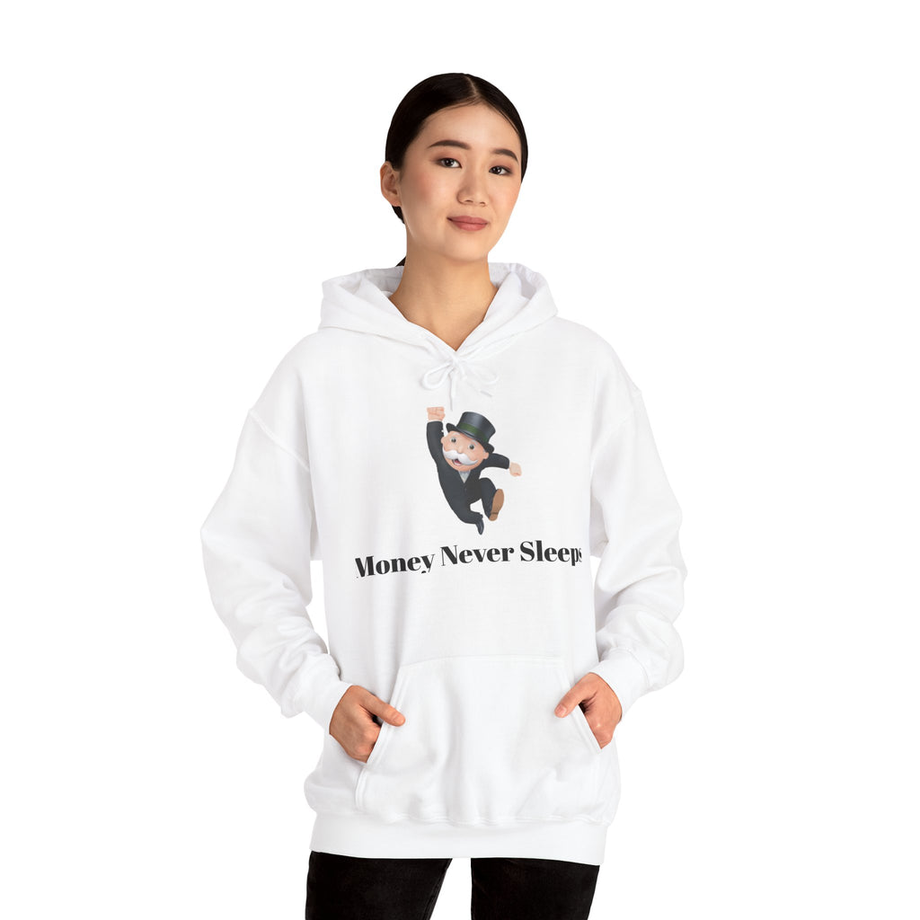 Money Never Sleeps Hoodie - Unisex Heavy Blend Sweatshirt for Financial Enthusiasts