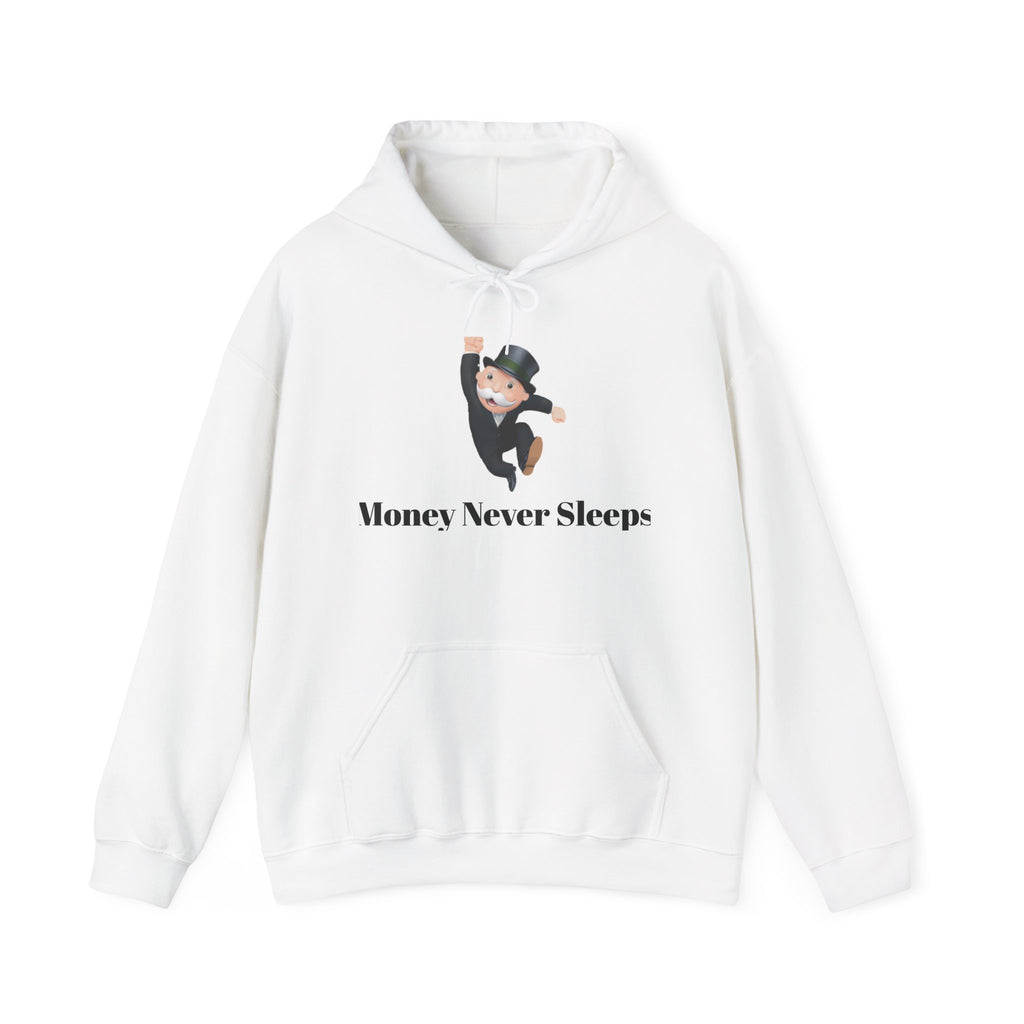 Money Never Sleeps Hoodie - Unisex Heavy Blend Sweatshirt for Financial Enthusiasts