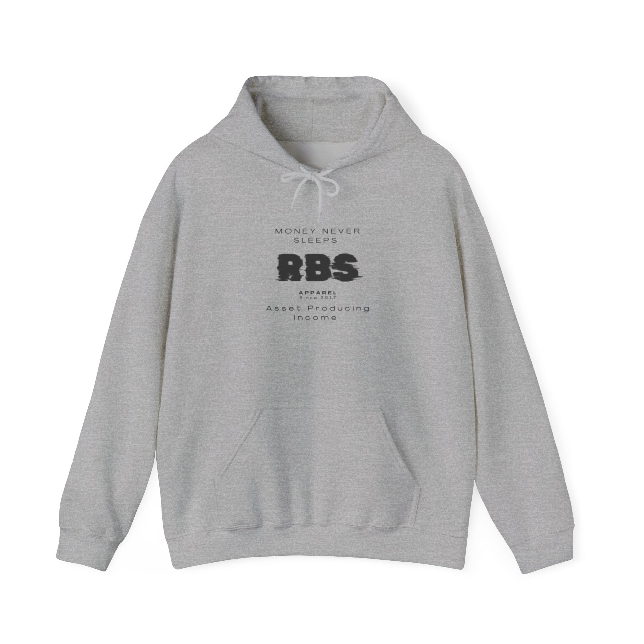 Motivational Hooded Sweatshirt - 'Money Never Sleeps' - Unisex Heavy Blend